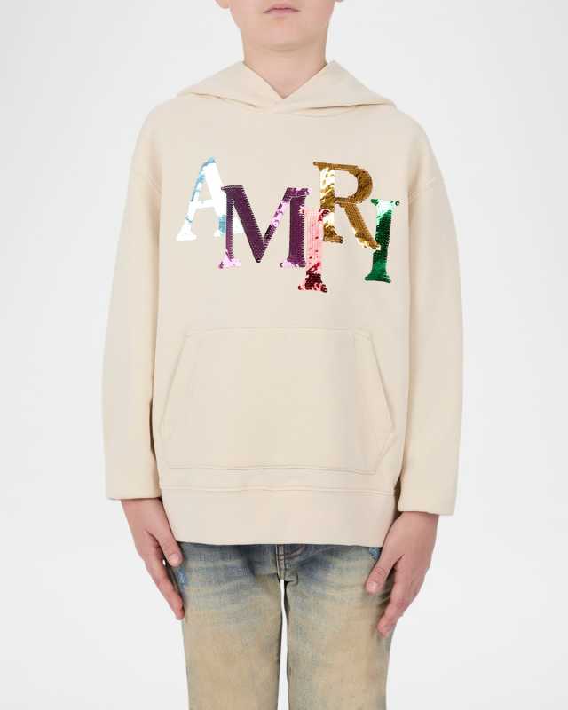 Kid's Staggered Sequin Logo Hoodie, Size 4-